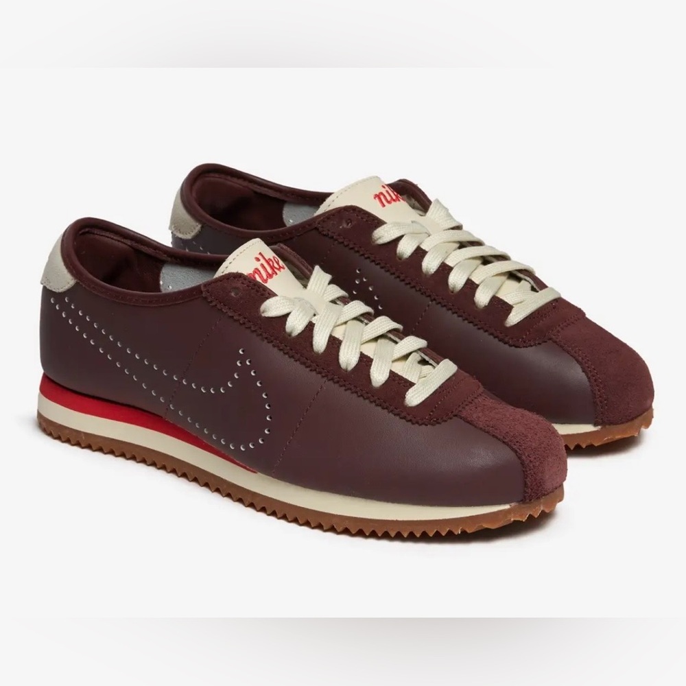 NWT Nike Cortez Burgundy Crush Perforated Swoosh Women’s Size 9.5